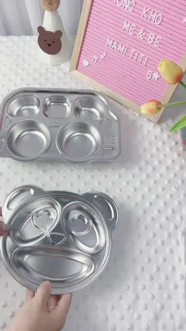 khay ăn dặm inox 304 khay có hình gấu và ô tô xinh xinh cute cho bé. #khayandam #khayandaminox #dodungandamchobe #xh 