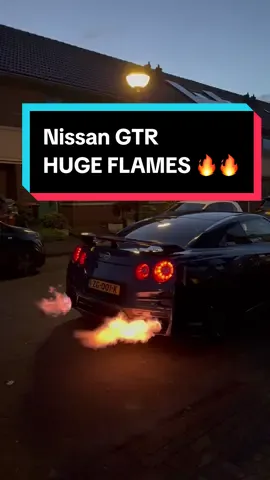 Nissan GTR shoots huge flames 🔥🔥  #nissangtr #gtr #fyp #flames #viral #cartok #jdm #r35gtr #gtrr35 