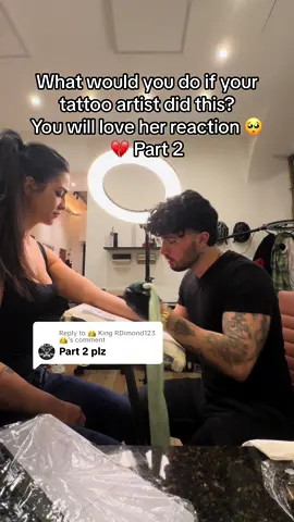 Replying to @👑 King RDimond123 👑 What would you do if your tattoo artist did this? You will love her reaction 🥺💔 Part 2 #untilifoundyou #tattoo #singer #tattooartist #tattooroma #aureoromatattoo #fyp #viral 