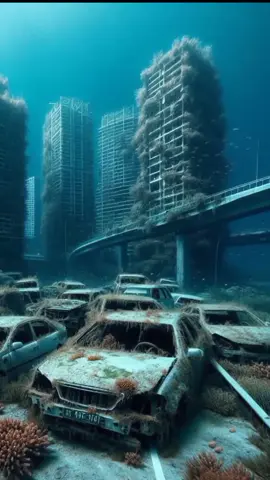 Kota yang tergelam di bawah laut #fyp #horror #lautmati #terbengkalai #kotabawahlaut #lautserem #laut 