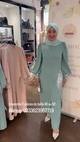 Mabmode 🇹🇳ensemble 2pieces plusieurs couleurs #ensemble #taillegrand #ceremonie #mariage #femmevoilee #musulmane #fete #tailleur #acsessories #tunisie🇹🇳 #paris #mariage2024 #femmevoilee 