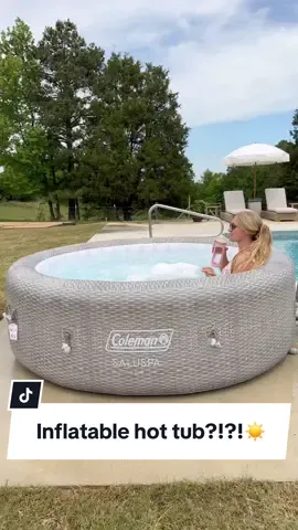 Amazon outdoor find!☀️ This hot tub inflates in minutes! It’s big enough to fit 7 people, it heats up to 104 degrees, it has cup holders, and it has relaxing jets! It also comes with an insulated cover to put on top once you’re done! #outdoorliving #backyardvibes #amazonoutdoor #amazonmusthaves #inflatablehottub #hottubs #hottubspa #lazyspa 
