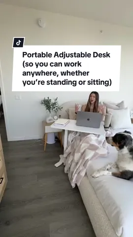 Replying to @Nicole With The Cute Cat NO plugs required to make it go from sitting to standing 😩🙏 finalllly a portable desk table that rolls anywhere effortlessly, even to work from the comfort of your bed ☁️ it doesn’t take up tons of space, works with a walking pad, and even has a little cup holder 🫶🏻 so practical! I even do my nails and makeup on here now 😄 #tiktokshophomefinds #homeofficeideas #standingdesk #productivityhack #flexispot @FlexiSpot 