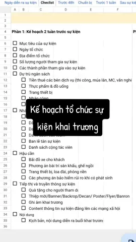 Kế hoạch công việc chi tiết để tổ chức 01 sự kiện khai trương là gì? #khaitruong #sukien #tochucsukien #grandopening #kehoachsukien #marketing #event 