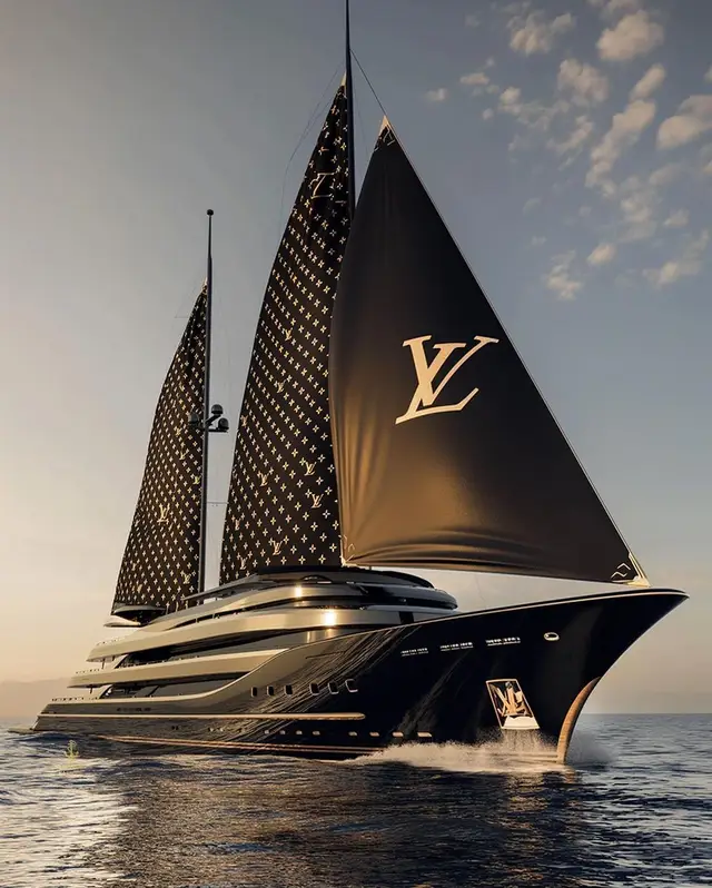 What if Louis Vuitton ventured into the world of sailing yachts, crafting a magnificent vessel for billionaires? Imagine indulging in luxury aboard this opulent creation, complete with a movie theatre, 4-lane bowling alley, car collection room, wellness center and more. #yacht #louisvuitton #lv   📷 billionaireharbour (IG)