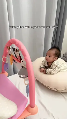 Tummy time with my 2 months old baby | Benefits of tummy time if you start as early as 0-3 months ✔️ #tummytime #baby #babygirl  #2monthsold #milestone #fyp #playmat #stimulationcards 