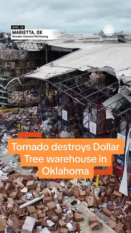 A tornado ripped through Marietta, Oklahoma, destroying a Dollar Tree distribution center and flipping semis.  #OKwx #oklahoma #tornado #unitedstates #weather #aftermath #extremeweather #accuweather #dollartree 