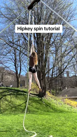 Hipkey, then spin 😱😱😱 engage every part of your core bend your arms while gaining momentum  and slowly bring your leg in. #aerialist #cordelisse 