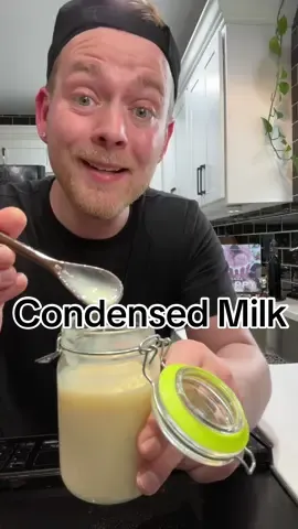 Homemade Sweetened Condensed Milk 😁 so much better than the can stuff.  #homemade #condensedmilk #milk  #sweetenedcondensedmilk #EasyRecipe #homemadecondensedmilk #sweet #fyp  Sweetened Condensed Milk 2 C. Whole Milk 1/2 C. Sugar (more or less to your liking)  Pinch of Salt  Bring ingredients to a simmer in a medium saucepan over medium-high heat and let the milk mixture simmer for 35-45 minutes till it condenses by half.  Carefully strain through a mesh strainer. Allow condensed milk to cool. Condensed milk will thicken as it cools.  Store in an airtight glass container in the fridge for upto a month 😁