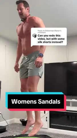 Replying to @Doberman Manor  this is as close to silk as I got 😂.  Show me some love and purchase some comfy sandals above!   #menjumping #greyshorts 