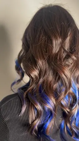 Cute little blue peekaboo moment 🤍❄️ love how this turned out  #hairlove #foryou #fyp #foryoupage #hairschool #peekaboohair #lovehair #icyblonde 