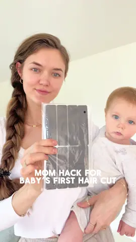 Mom hack for babys first hair cut ✂️ #momhack #babyhaircut #fyp 
