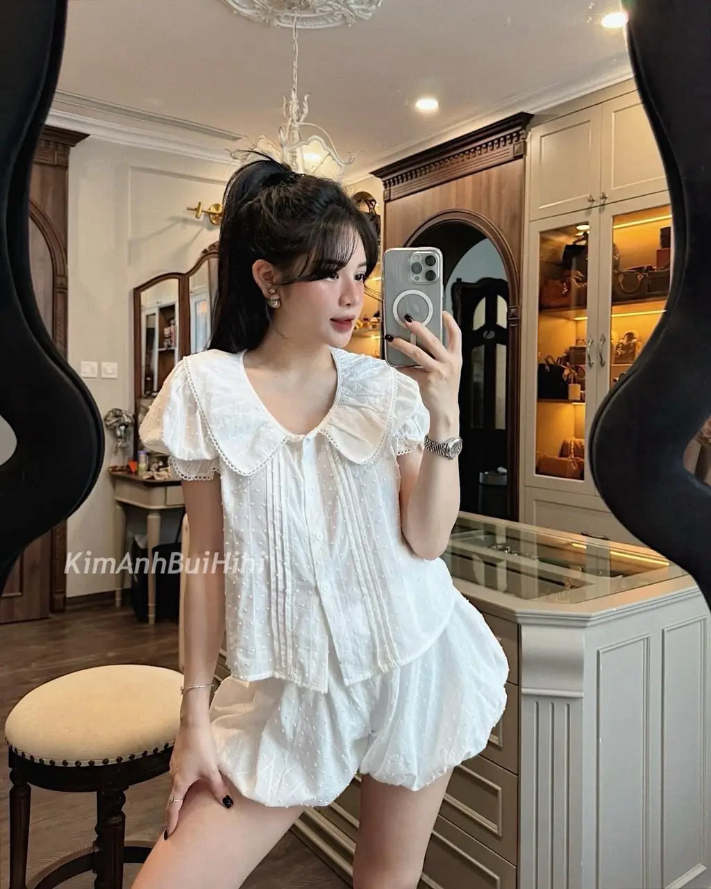 Lina về thêm 1 set thô trắng thêu ren mix với quần boom hot hit năm nay 🛍️ #setdoxinh #homnaymacgi #viral 