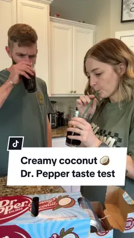 Ive been on the hunt for the new Dr Pepper creamy coconut for a couple weeks now and i finally found it. We are BIG Dr. Pepper drinkers so i really wanted to try it. Hunter is not a fan but I like it. Very coconut-y. 🥥🏖️ #drpepperaddiction #drpepper #creamycoconutdrpepper #beachdrink #husbandandwife #devanandhunter #parentsofthreeboys 