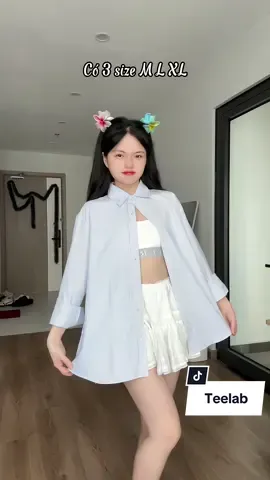 Sơ mi kẻ sọc xanh teelab hot trend nè #linhlipreview #teelab #aosomi 