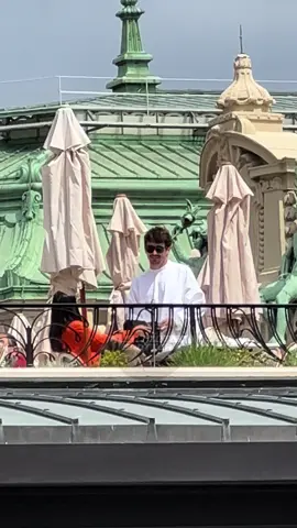 Charles and Alendra With Leo in Café de Paris #fyp #monacoluxurystyle #luxurylife #monaco #charlesleclerc #f1 #ferrari 