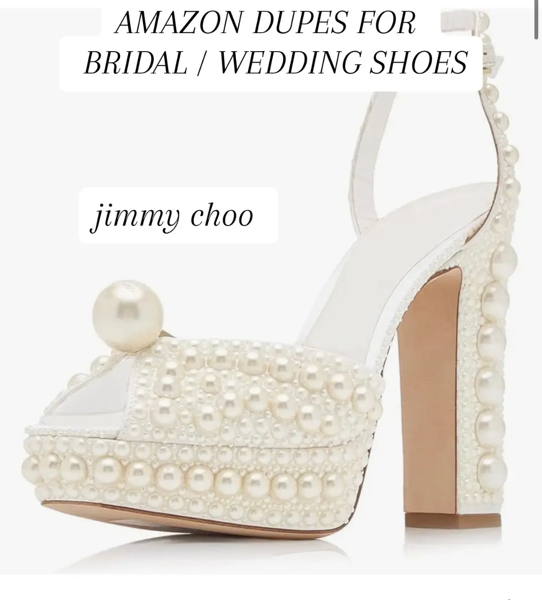 Look at these bridal shoe dupes for bridal shoes you can get on amazon!! 👀  #weddingshoes #bridalshoes #weddingbudget #amazonweddingfinds #amazonbride #bridalfinds #budgetbrides #dupe #jimmychooshoes #bride #bridesoftiktok 