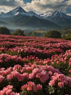 Beauty with this stunning flower of Azalea roses shinning field  in the landscape. #flowers #foryou #fyp #nature #countryside #peaceful  #vibes  #aesthetic #mood #calm #naturelover