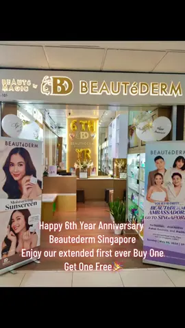 Happy 6th Year Anniversary Beautederm Singapore🎉🙌🏻 Enjoy our extended first ever Buy One Get One Free🎉 #anniversary #celebration  #shop #beauty #skincare #sale 