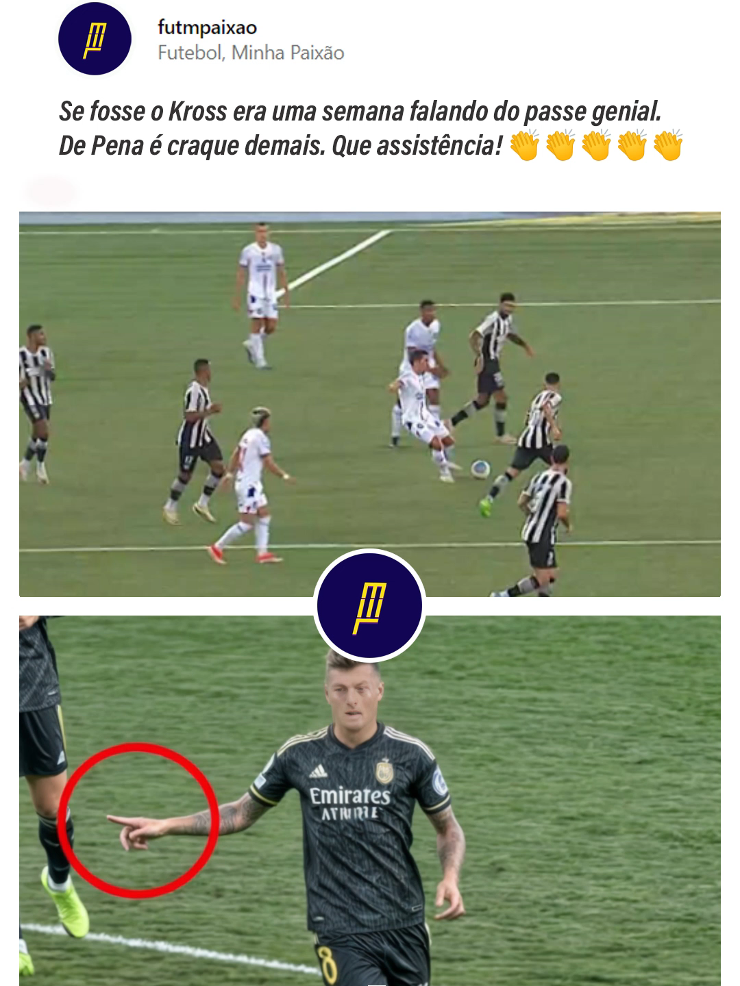 Passe de DE PENA à lá TONI KROSS #bahia #bahêa #botafogo