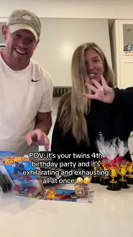 Celebrated our twins 4th birthday! Were excited and exhausted all at the same time 🤣🎉 #twins #birthdayparty #parentinghappy #twinmom #twindad #boymom #fyp #parentlife 