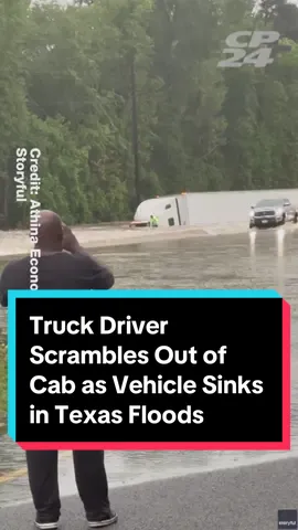 Truck Driver Scrambles Out of Cab as Vehicle Sinks in Texas Floods A truck driver was seen scrambling out of his fast-sinking vehicle after driving into floodwater near Shepherd, Texas, on Thursday, May 2. Footage recorded by Athina Economon shows the heartstopping moments when the driver pulls himself from the cab of the truck as the vehicle is sinking. Bystanders can be heard shouting, “Get out!” to the driver. Almost 20 people were rescued from floodwaters in Shepherd on Thursday, local media reported. US-59 at Shepherd remained close on Friday, officials said. A flash flood warning remained in place for areas near Shepherd on Friday, according to the National Weather Service. For more, go to CP24.com 