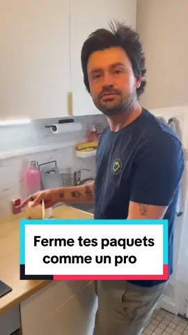 Ferme tes paquets comme un pro #rangement #ranger #décoration #DIY #conseil #astuce #cuisine #astucecuisine #recette #hack 