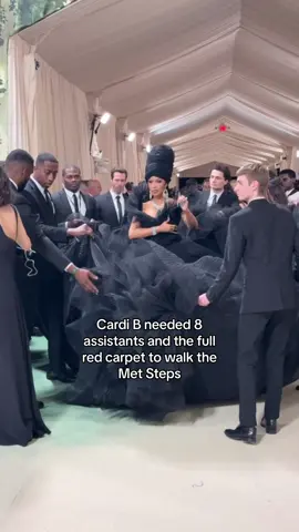 #CardiB made sure to make an entrance at the #MetGala in the biggest #ThomBrowne dress we’ve ever seen. 
