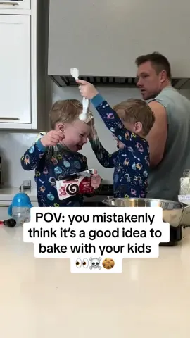 If you don’t end baking cookies with toddlers on the verge of a mental breakdown did you even really bake?🤯👨🏼‍🍳🍪 P.S. our boys actually like (and eat) these healthy cookies so long as we don’t tell them they are healthy cookies 🤣🤦 So warning, don’t make the same mistake I did and tell your kids you are making healthy cookies 🤣🤪 Full recipe is linked in bio so you can tru them!🍪 Brodie and I are TRYING our best to swap out ultra processed snacks and instead give our boys healthier alternatives like these healthy cookies versus store bought cookies. It’s definitely a work in progress and we are by no means perfect but since this video (over a year ago we filmed this recipe) we are getting to a better place!  As always parenting is a journey and our attitude is survive one day at a time and when possible try to make little improvements along the way as you learn. We notice a huge difference when our boys are eating well, lots of protein and home cooked meals!  As always, keep on Surviving Squadies and click link in bio for the full recipe 🍪😎  #parenting #EasyRecipe #twinboys #twindad #twinmom #parentsofinstagram #toddlers #parentsbelike #struggling #parentingtips #twintoddlers #parenthumor #fyp 