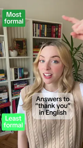 Responses to thank you - from most formal to least formal 🤓 Click the link in my bio to learn with me ✨ #english #englishteacher #englishlearning #englishtips #englishlanguage 