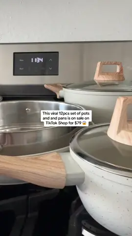 This gorgeous set is 60% off on TikTok Shop 😱 The quality is amazing, it’s nonstick, and durable... Time to upgrade your cookware ♥️ click on the orange cart to check it out ✨ #TikTokShop #mothersday #tiktokshopmothersday #tiktokshopmusthaves #tiktokshopflashsale #tiktokshopdealsandsteals #cookware #cooking 