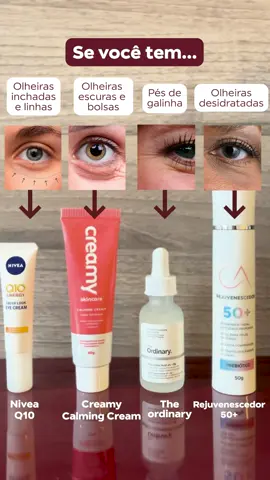 Um problema, uma solução 🙌🏻 A pele dos olhos é considerada sensível e não é à toa. Essa região é mais fina e não possui proteção como as demais áreas do rosto. Além disso, o local possui uma tendência maior a desenvolver rugas e linhas de expressão, você sabia? Isso acontece por conta da força dos músculos das pálpebras, que realizam movimentos constantes e automáticos de contração rápida, como piscar e lacrimejar.  Essa região também é propensa ao surgimento de manchas pigmentadas, bolsas e olheiras. Por isso é tão importante usar um creme específico para cuidar dos olhos, ao invés de usar o seu produto do rosto nessa área. Para te ajudar, saparei um produto para cada problema! 😊 📌Já salva esse post para não esquecer mais. #olheiras #cremeparaolhos #olheirasprofundas #linhaserugas #creme #skincare #cuidadoscomapele #beleza #viral 