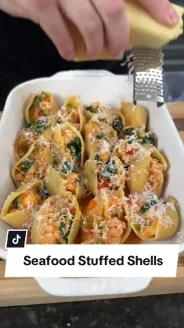 Fully Loaded Seafood Stuffed Shells #mrmakeithappen #foryou #fyp #foryoupage 