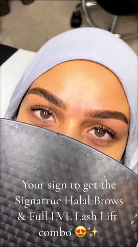 Signature Halal Brow & Full LVL Lash Lift Combo 😍✨🤍 #london #halalbrows #lvllashes #browsonfleek #browsonpoint #beauty #muslim #kensington #bleachedbrows #cleanbrows #selfcareroutine #BeautyTok 