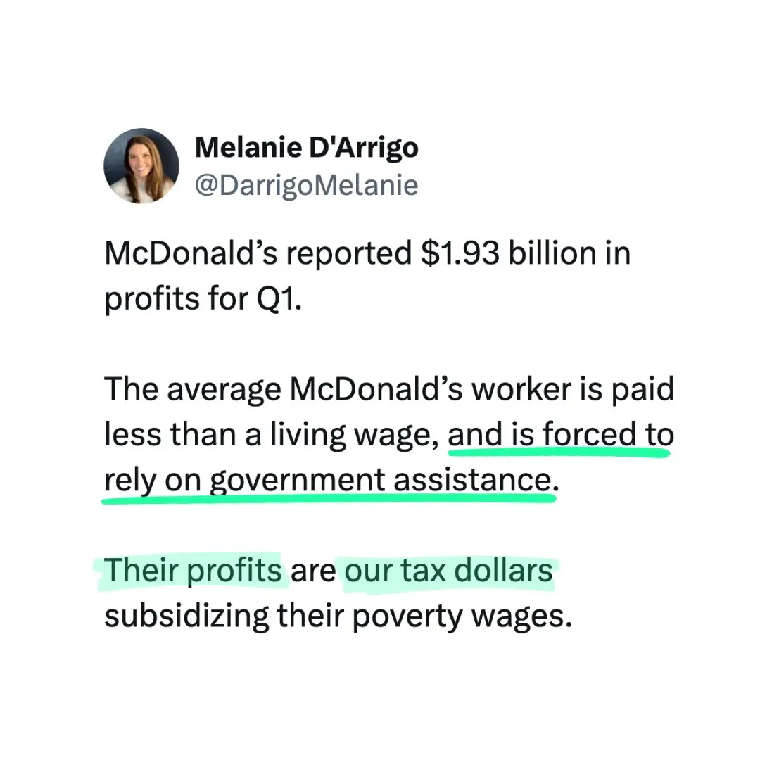 If your business model doesn’t include a living wage and good benefits, maybe your business just shouldn’t exist. #labormovement #labor #workersrights #union #mcdonalds 