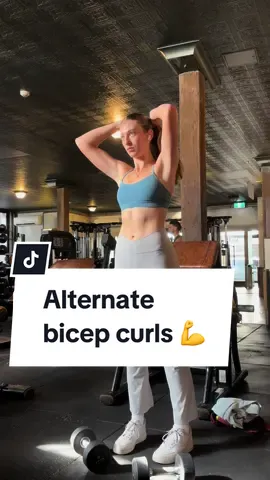How to do alternate bicep curls !💪🤍 (My form is definitely not as good as it usually is in this clip🤣) Top: @lululemon  Leggings: @ECHT APPAREL  #bicepsworkout #gymgirlie #bicepexercise #gym #GymTok #fyp #foryou #tiktok 