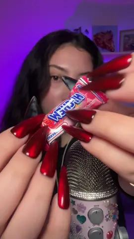 Eating a strawberry hi-chew bc it matches my nails from @✨ Alexa | The Nail Witch ✨ QUEENLY NAILS 🥵🥵🥵🌹🍒❤️🧛🏻‍♀️ #asmr #asmrjade #asmrjadeyt #pressonnails #eatingasmr #eating #unboxing #whisper #tingles #asmrsounds 