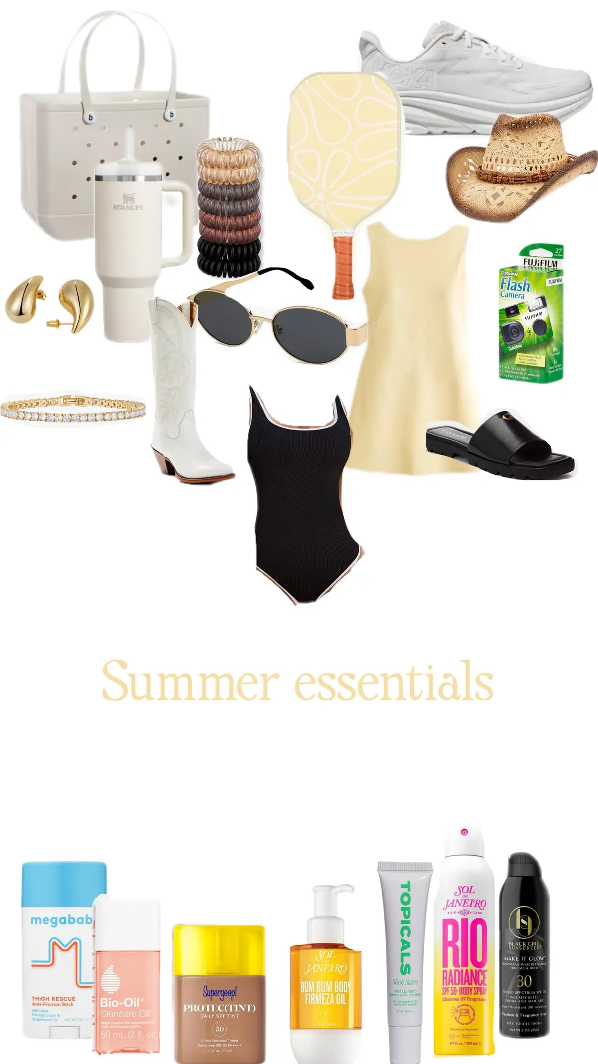 Summer essentials 🌟 #fypツ #2024 #Summer #summervibes #trending #pickleball #tennis #skincare #StanleyCup #challenger #shopping #thingstobuy #haul #cleangirlaesthetic #bodycare #topicals 