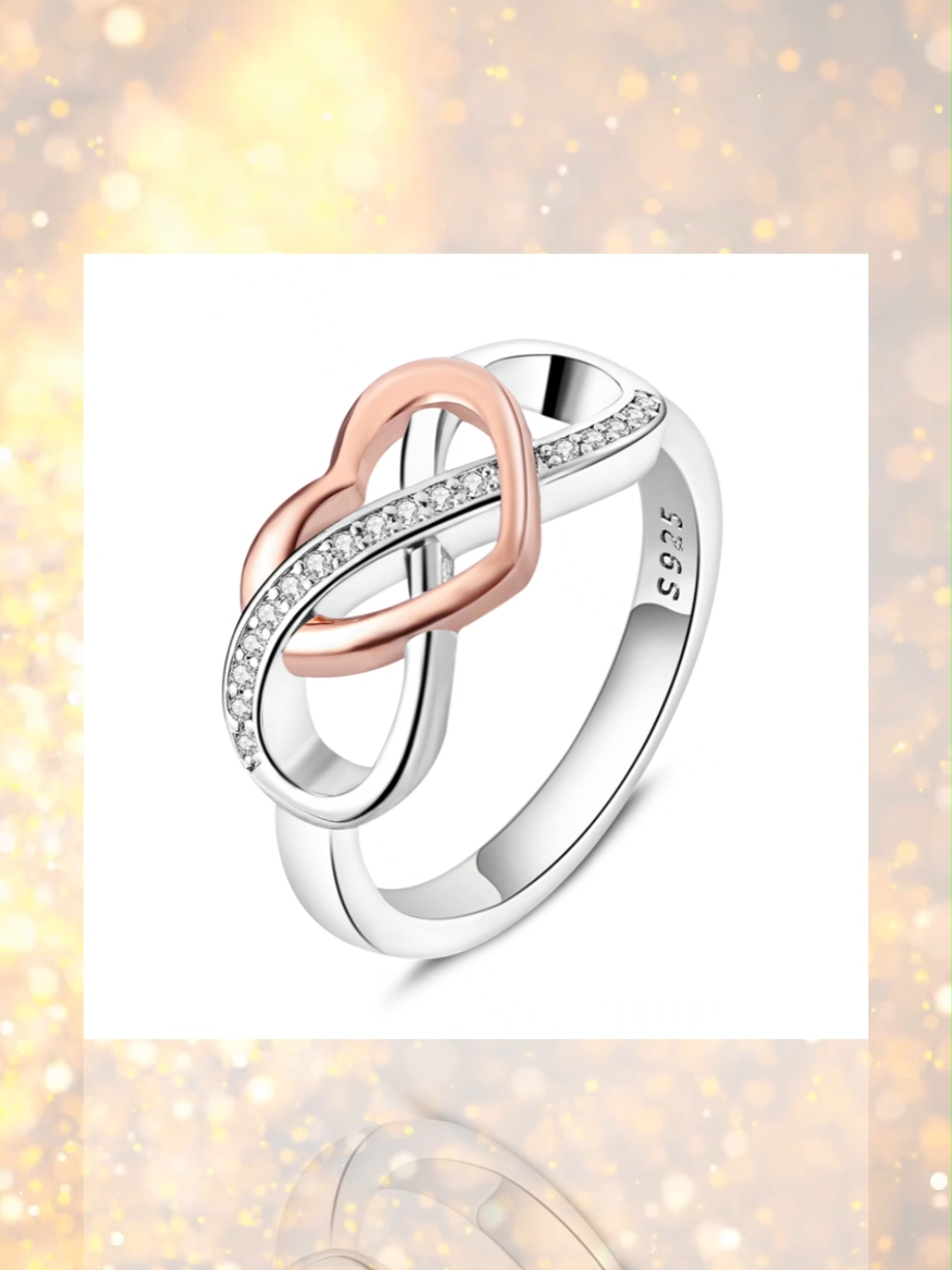 Adicione um toque de glamour ao seu look com o Anel Coração Infinito em Prata 925. #Fashion #Jewelry #Love #Style #Glamour