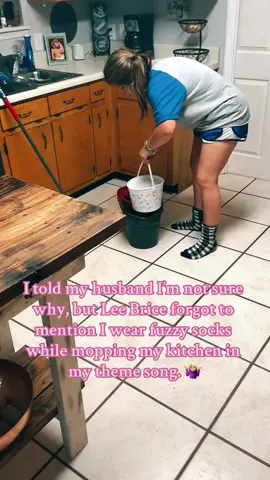 And I use an easter bucket to keep my mop wster seperate 😂 #fuzzysocks #CleanTok #leebrice #sheaintright #mopwater #cleaninghacks 