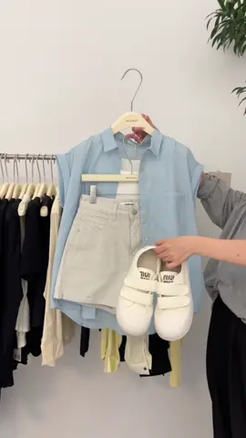 Sky Blue Serenity: Light Summer Shirt and Cream Shorts#OOTD #outfit 