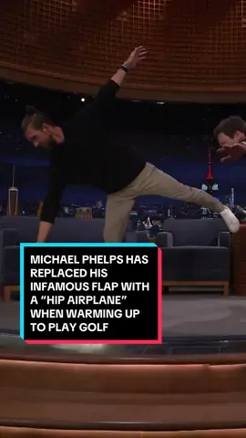 Michael Phelps has replaced his infamous flap with a “hip airplane” when warming up before playing golf! #FallonTonight #TonightShow #MichaelPhelps #JimmyFallon 