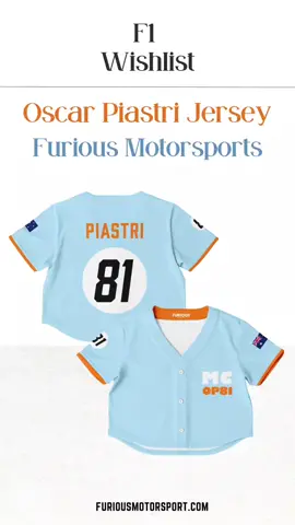 Newest addition to the F1 Wishlist: Furious Motorsport Oscar Piastri Cropped Baseball Jersey!  @Furious Motorsport Jerseys  #f1 #oscarpiastri #mclarenf1 #f1merch #furiousmotorsport  #CapCut 
