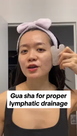 Gua sha is not just for aesthetic purposes. When used correctly, it can help with lymphatic drainage which is really important for clear skin.  #guashatutorial #guasharoutine #lymphaticdrainage #clearskintips #guashatips 