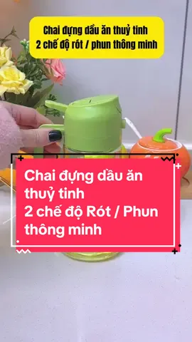 Tiện quá nhỉ, chai đựng dầu ăn tích hợp Rót + Phun thông minh, chất liệu thuỷ tinh sạch sẽ, an toàn #chaidungdauan #lodunggiavi #lodungdauanthongminh #dogiadungtienich #medogiadungtienich 