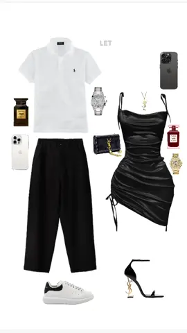 🖤🤍🫶🏻 #matchingoutfits #couple #coupleoutfit #summernights #nightoutoutfit #outfit #outfitideas #fitcheck #ralphlauren ##yvessaintlaurent #date #dateoutfit 