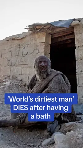 94-year-old Amou Haji, was titled ‘the world’s dirtiest man’ and was said to have lived off of dead animals and puddle water.  He claimed he became a nomad due to a heartbreak he suffered when he was younger. RIP. #nomad #dirty #shower #clean #rip #old #man #dirt #bath #sad #restinparadise 