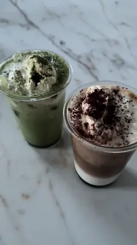 Iced Matcha & Iced Coffee = best combo 🍵☕️ tag your matcha or coffee bestie 🤎💚 #icedmatcha #icedcoffee #matcha #matchalatte #icedlatte #coffee #coffeetiktok #coffeedate #bestie #matchadate #coffeeislife #HomeCafe #aesthetic #caffeinication 