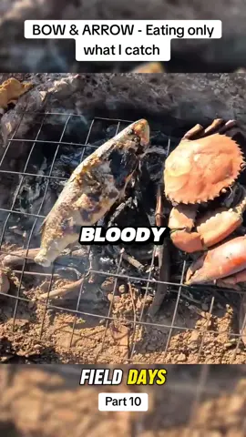 BOW & ARROW Mission - Eating only what I catch P10 #crab #camping #bowandarrow #catchandcook #survival #fishing #Outdoors #fielddays #fyp 