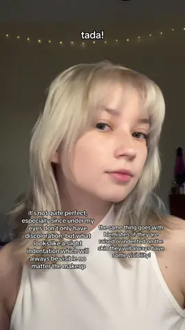 color correcting can be very different depending on your undertone, skin tone, etc!! this is just how I usually like to do mine (*ﾟ▽ﾟ) !  also to repeat what I already put at the end, any raised blemishes or indentations on your skin will still show because of the way natural shadows/ light hit your face! although the color of them won’t be as visible :)!